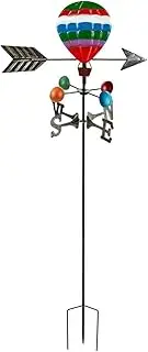Qianly Hot Air Balloon Weather Vane Garden Ornament Outdoor Garden Decoration Rustic Wind