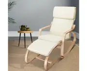 Artiss Rocking Armchair Bentwood Frame With Foot Stool Beige