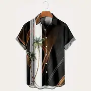 Men's Coconut Tree Waves Shirt Summer Hawaiian Shirt Button Up Shirt Short Sleeve Hawaiian Holiday Beach Wear Summer Spring Turndown 3D Print Collared Shirts F
