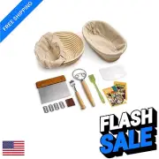 Artisan Bread Baking Set: 9" Round & 10" Oval Banneton Baskets with Essentials