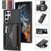 Fr Samsung Galaxy S25 S24 S23 S22 S21 Ultra Plus Leather Wallet Case Cover Strap