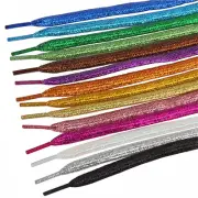 1Pair Fashion Shiny Shoelace Glitter Flat Sparkly Shimmering Shoes Laces 120cm ~