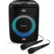 BlueAnt Portable X5 Bluetooth Party Speaker Light Up Microphones Black