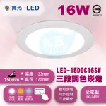 含稅 舞光索爾 LED-15DOC16SW 白光 黃光 自然光三段調色崁燈 同迴路同步控制 全電壓 壁切調色『九五居家』