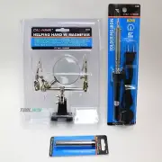 Soldering Tool Set Helping Hand Magnifying Glass w/ 60W Iron & Solder Wire Kit