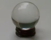 Clear Crystal Ball 40mm with Wooden Stand. Sphere Fortune Teller FREE POSTAGE