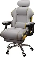 YVYKFZD Comfy Gaming Chair, Ergonomic Computer Chair, Height Adjustable Office Chair with Lumbar Support, 360°Swivel PU Leather Desk Chair, Supports 220 lbs (Color : Gray 1)
