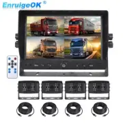 9" Quad Monitor DVR Backup camera Kit For Truck Box Bus RV Reversing Assistance