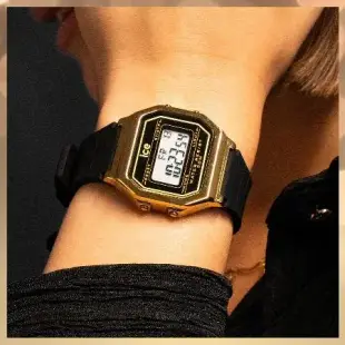 【Ice Watch】ICE DIGIT RETRO系列 復古金框矽膠電子錶 32mm-咖啡色