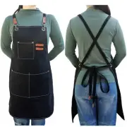 Chef Apron for Men Women, Cotton Canvas Cross Back Apron, Kitchen Cooking Apron,