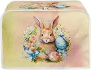 NETILGEN Holiday Decor Toaster Dust Cover 2 Slice, Floral Easter Bunny Print Microwave Toaster Oven Grill Cover Happy Easter Day Kitchen Appliance Cover with Top Handle for Kitchen Decor