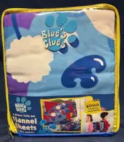 Vintage 2000 Blue's Clues Winter Twin Flannel Sheet Set And Bonus Backpack