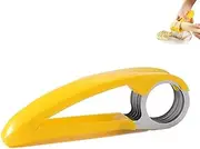 Yellow Food Manual Slicer, Stainless Steel Food Slicer, Banana Strawberry Cucumber Carrot Egg Vegetable Fruit Multifunctional Slicer, Handheld Portable Small Food Slicer Mandolines and Slicers