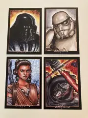 Star Wars Darth Vader Stormtrooper Rey Kylo 4 Sketch Card Print Set McJunkin