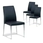 Set of 4 - Bailey Dining Chair - Stainless Steel Frame - Black