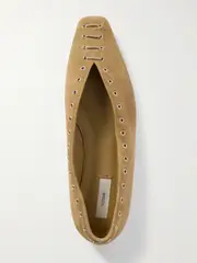 [TOTEME] TOTEME - Lace-up Eyelet-embellished Suede Ballet Flats - Brown - IT40 IT 40 Brown