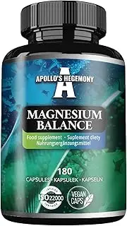 Magnesium Balance - 180 Vegan Capsules - 281.5 mg Highly Absorbable Magnesium Per Serving - Enhanced with Active Vitamin B6-2 Months Supply - Promoting Vitality & Wellness - by Apollo's Hegemony