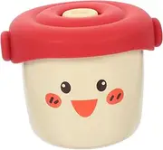 CRILSTYLEO Mini Ceramic Stew Pot Cartoon Food Bowl Lid Included Non-slip 230ml Boys and Girls Bowl