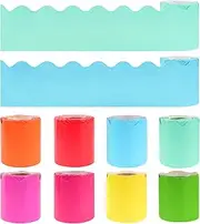 8 Rolls Bulletin Board Borders, 262.4Ft Scalloped Rolled Borders Trim Colorful Bulletin Board Decorations for Classroom, School, Office, Chalkboard - Teacher, Home & Party Supplies
