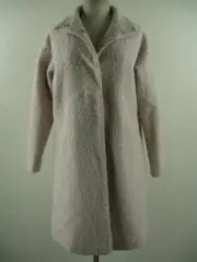 NWT Women's 0 Asos Maternity Coat Ecru Fuzzy Nubby Knit Long Snap-Front Pockets