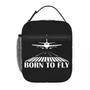 i2449 Born To Fly Flight Pilot Thermal Insulated Lunch Bags Women Resuable Lunch Tote swg3681