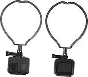 KALLORY Neck Hanging Stabilizer for Phones Durable Neck Clamp Bracket for Hands Recording Compatible with Gopro and All Phones for Vlogging and Black