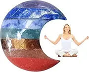 POCHY Moon Shaped Stones, Gemstone Moon Crystal Meditation Stone, Natural Stone Worry Stone, Meditation Stone for Jewelry Making