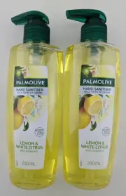 2 x Palmolive Hand Sanitiser Lemon White Citrus Vitamin E Pump Bottle 200ml NEW