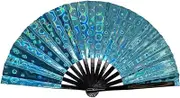 Fans for Line Dancing, Line Dance Popping Fan, For Boots on The Ground Fan, Foldable Craft Holding Laser Colors Hand Fan for Festivals, Party, Home Decoration (B)