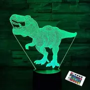 Dinosaur Lamp,3D Illusion Night Light Kids Toy, 16 Colors Changing Remote Control Optical Bedroom Decor Perfect Birthday Gifts for Boys Child