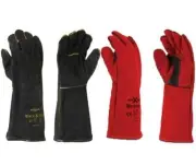 Maxisafe Black Red Welding Gauntlet Gloves Fabrication Foundry Safety 2 Pairs