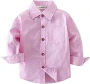 [stylesilove] Toddler Little Boy Long Sleeve Cotton Button Down Shirt for Casual, Formal Event and Special Occasions