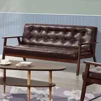 在飛比找momo購物網優惠-【BODEN】納森咖啡色皮革實木沙發三人座/沙發椅
