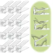 Shoe Slots Organizer,12 Pack Transparent Shoe Stacker Adjustable Shoe Slot Or...