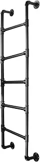 Wall Mounted Bunk Bed Ladder Black Loft Ladder for Apartments, Space Saving Heavy Duty Step Ladder for RV Basement Roof Balcony Deck Outside, Window Well Egress Ladder(140cm/55in)