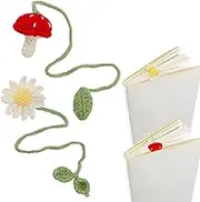 SAVITA 2pcs Cute Plant Bookmarks, Personalized Knitted Mushroom & Flower Style, Cotton Yarn, 2 Styles