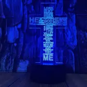 Jesus Cross 3D LED Christ Optical Illusion Acrylic Night Light with Remote 7 ...