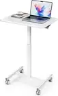 Rolling Laptop Desk Office Computer Table Adjustable Height Stand up Bed Shelf