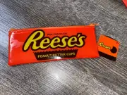 Reese’s Peanut Butter Cups Plastic Vinyl Zipper Pencil Case Makeup Bag 7.75”x3”