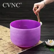 CVNC 8 Inch B Crown Chakra Purple Colored Crystal Singing Bowl Rubber Mallet