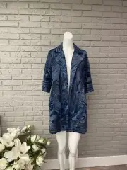 Chico’s Traveler Whimsy Mesh 3/4 Sleeve Stripe Jacket Size 1 (8/ 10) NWT