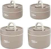 Adult Lunch Box, Portable Insulated Lunch Containers Set, Stackable Stainless Steel Lunch Boxes with Thermal Lunch Bag Soup Bowl, Leakproof Food Container for Microwaveable (4 Box)