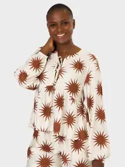 Womens Printed Tie Front Top