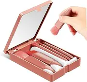 1 Set Portable Makeup Brush Bag Travel Makeup Brush Bristle Facial Translucent Lightening Reusable Plumper Detail Clear Lip Gloss Tubes Skin Moisturize Kit Pink Plastic