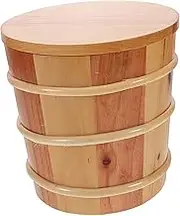 MOTHNUR Wooden Rice Cask Elegant Kitchen Food Container with Freshness Seal Spacious Interior for Generous Storage for Family Use Round Sushi Oke Rice Barrel