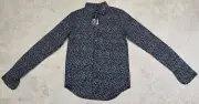 Marc Ecko Men Size XS Black Floral Cotton Long Sleeve Casual Shirt