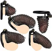 SAHOOSAFETY Chastity Belt Set For Men Penis Cage Made Of Metal Mesh SM Penis Cage Made Of Stainless Steel With Penis Rings BDSM Restraint Man Bondage For Men(45mm,XXL)