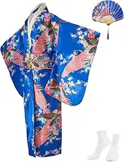 CRFASIBE Japanese Traditional Dress Kimono Robe for Kids Girls Yukata Kimono Anime Cosplay Robe