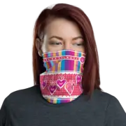 Colorful Hearts and Lines Protective Face Cover Facemask / Face Mask / Balaclava