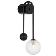 Felton Modern Black Wall Lights Clear Prism Glassware Hoop Lighting Telbix